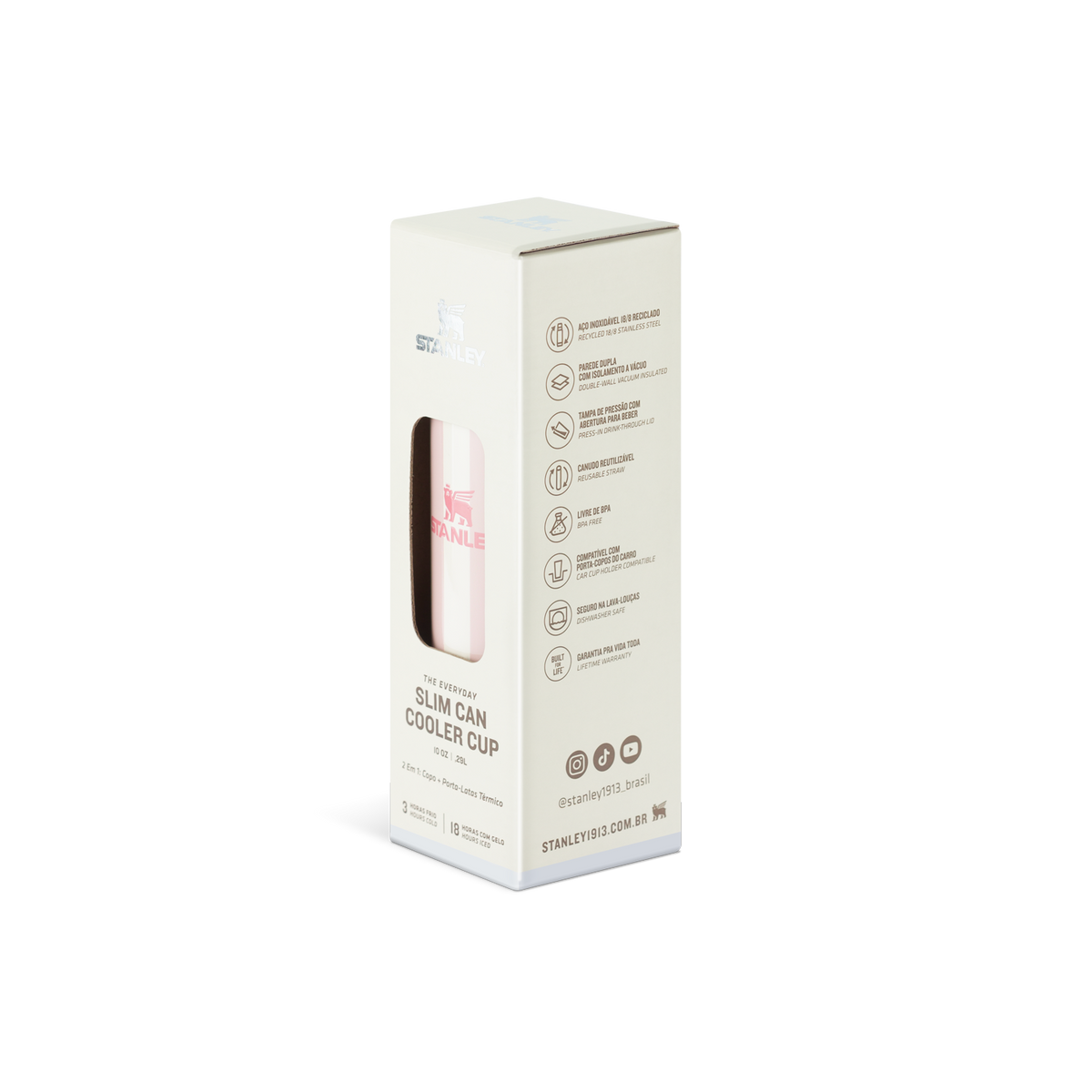 Can Cooler Slim com canudo Peach Whip Cabana Gloss | 296ML