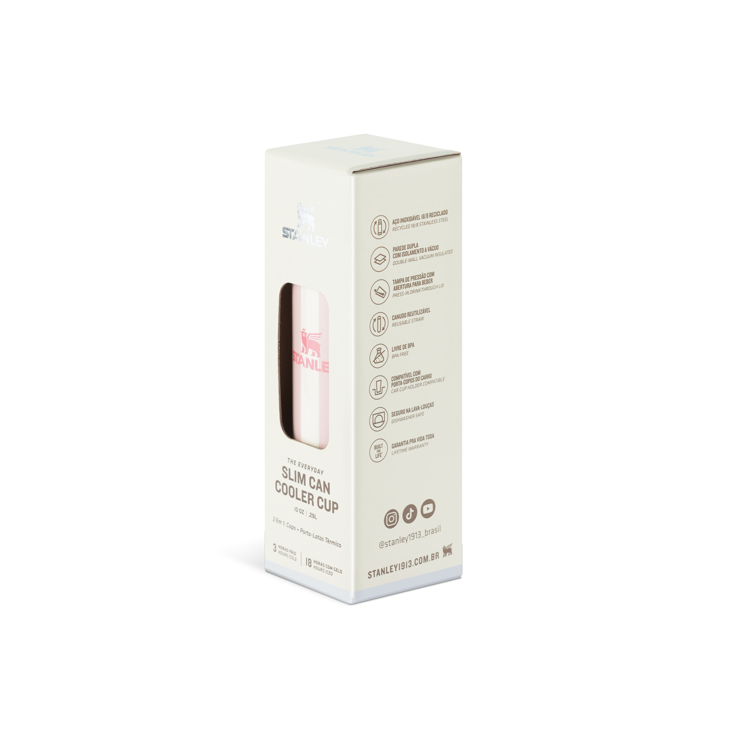 Can Cooler Slim com canudo Peach Whip Cabana Gloss | 296ML