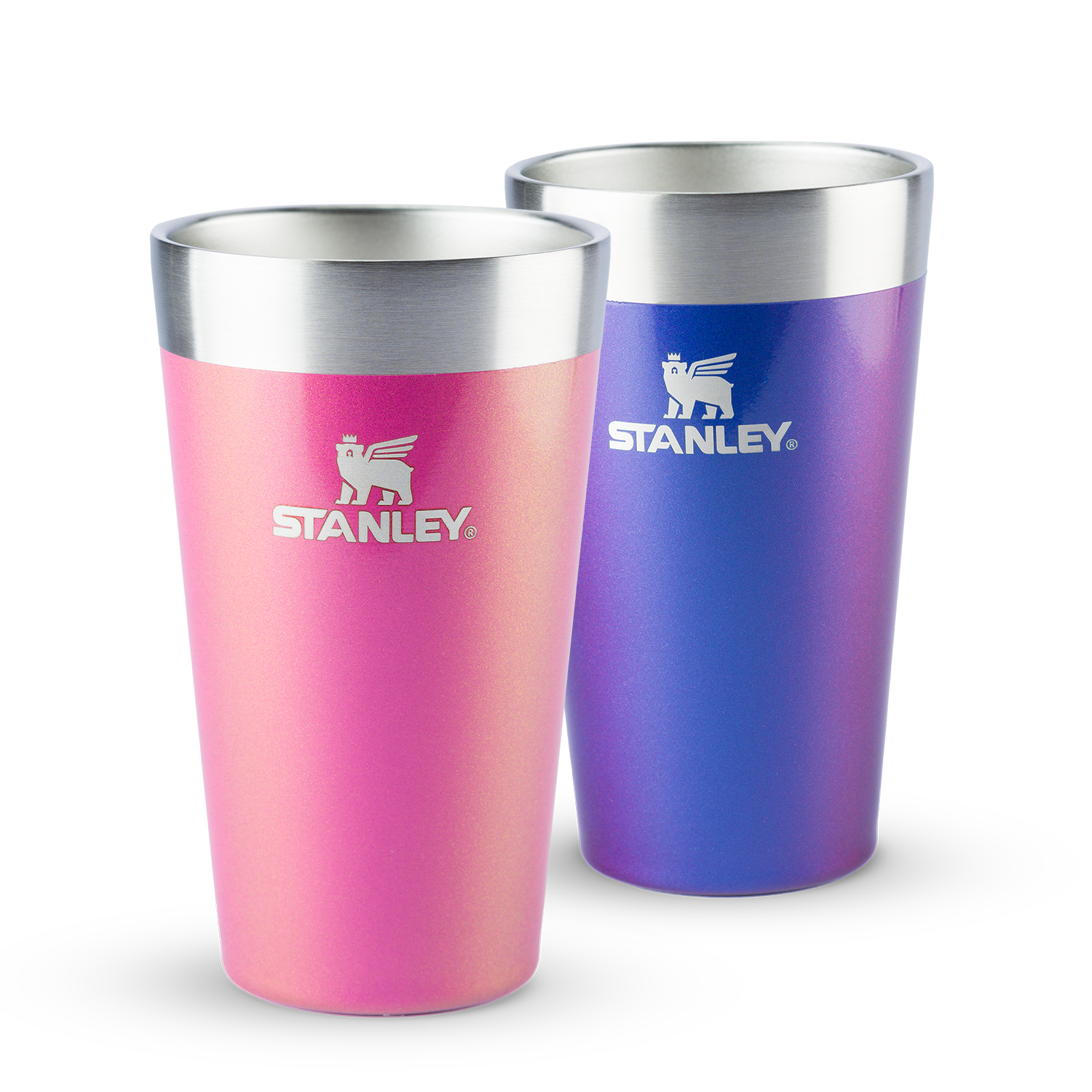 Kit 2 Copos Térmicos de Cerveja Dazzle Pink Shimmer e Sapphire Shimmer | 473ml