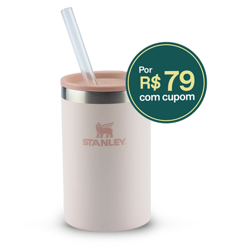 Can Cooler com canudo Rose Quartz | 296ML