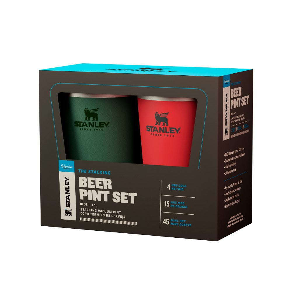 Stanley 1913 Gift Set Copos sem Tampa Hammertone Green e Flame Red 473ML