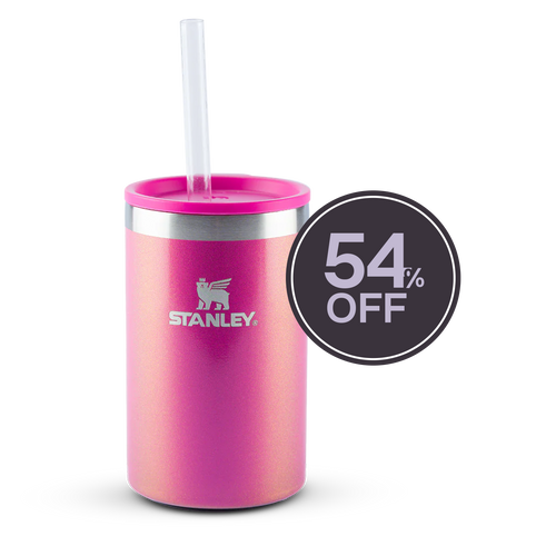 Can Cooler com canudo Stanley Dazzle Pink Shimmer | 296ML