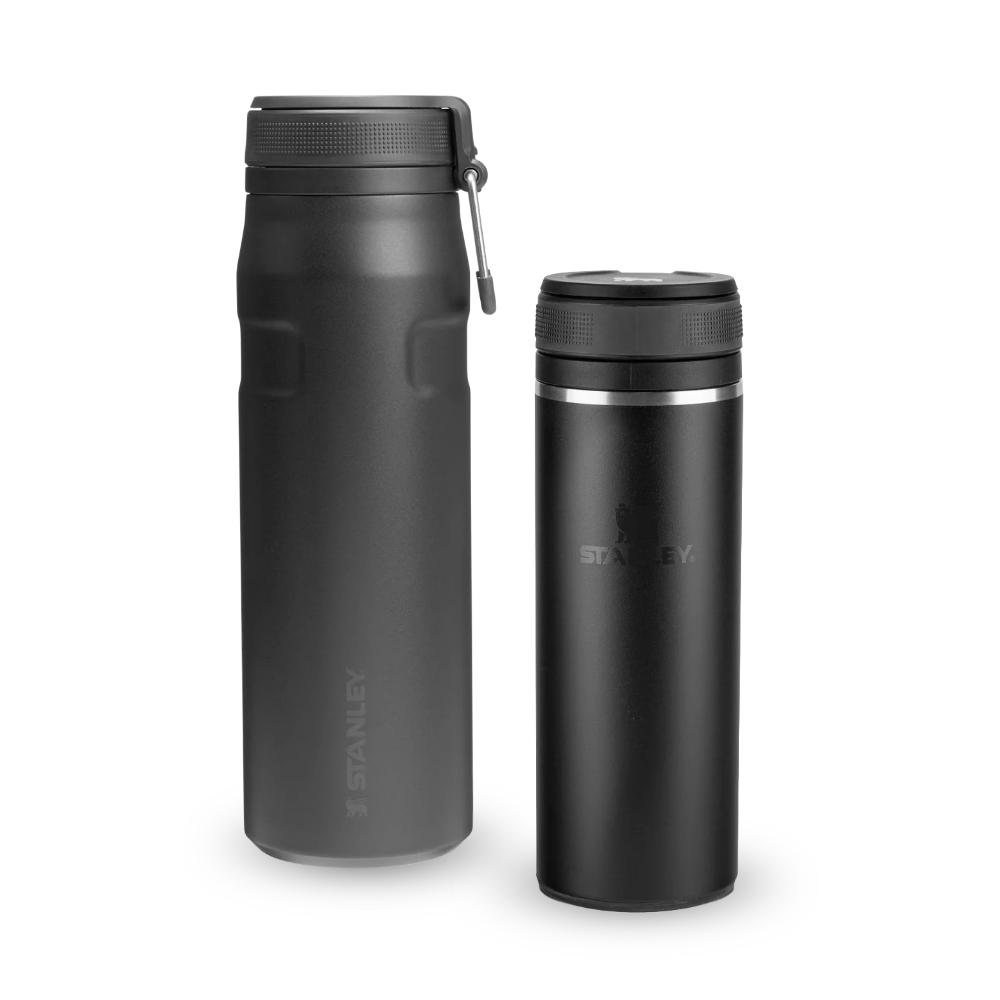 Kit 2 Garrafas Térmicas Twist Flip Black 2.0 | 710ML e 354ML