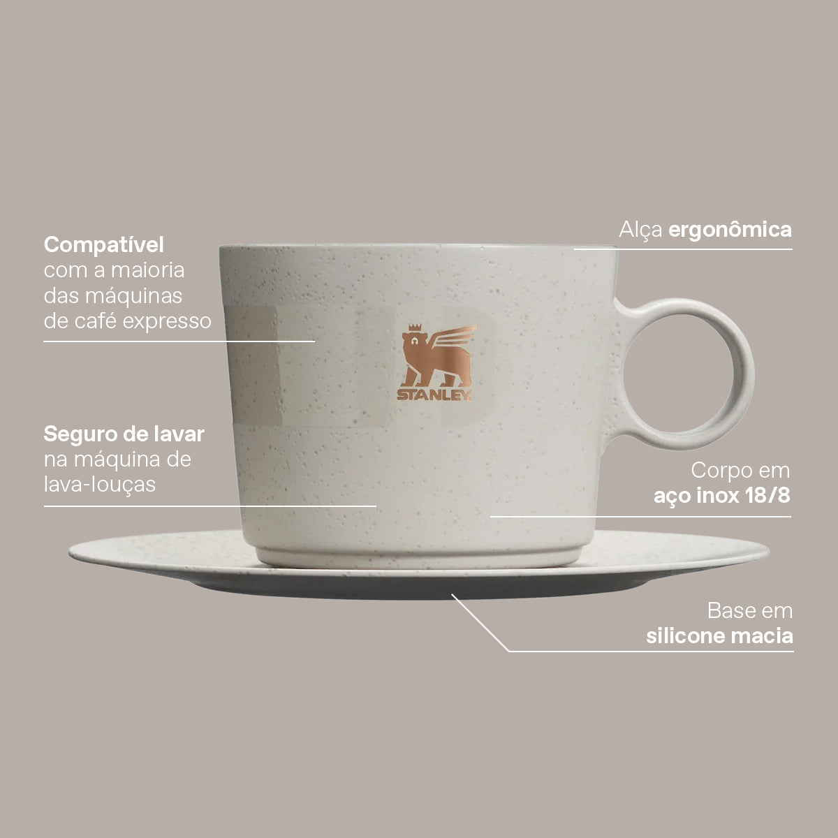 Stanley 1913 Caneca Daybreak Cappuccino com Pires Stanley 1913 Pale Stone 192ML  | View 7
