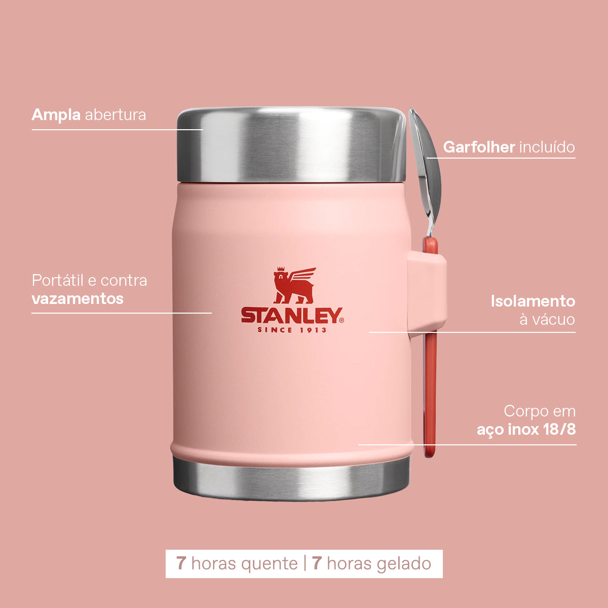 Pote Térmico com Garfolher Blue Sky Stanley 1913 | 414ml