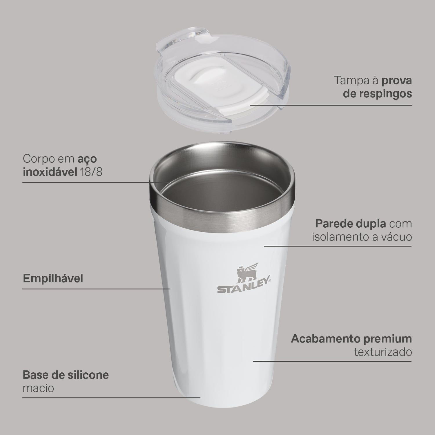 Stanley 1913 Copo Texturizado Com Tampa Black Gloss 473ml  | View 5