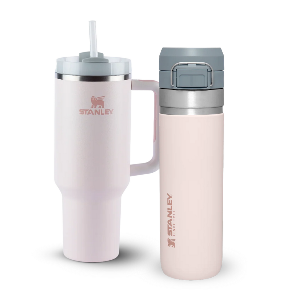 Stanley 1913 Kit Copo Quencher Rose Quartz 1.18L + Garrafa Térmica Quick Flip Rose Quartz 710ml