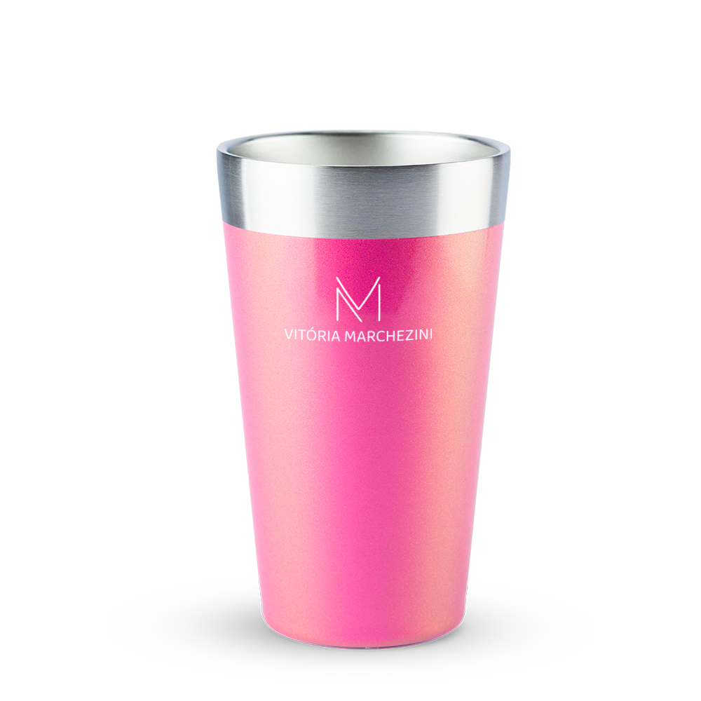 Copo Térmico de Cerveja Vitória Marchezini Stanley Dazzle Pink Shimmer  | 473ml