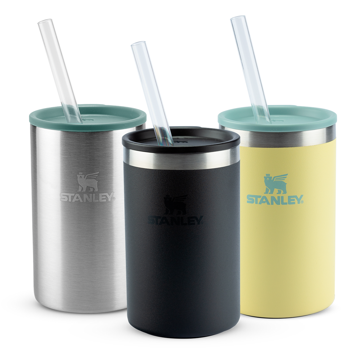 Kit 3 Can Cooler com canudo Stainless Steel Shale, Black 2.0 e Pomelo | 296ML