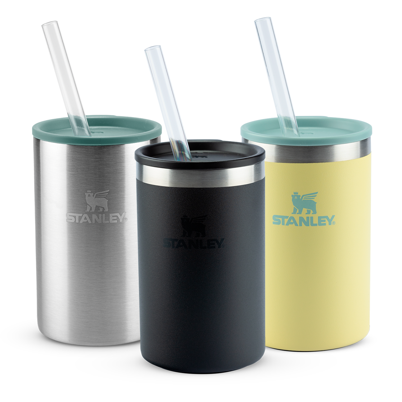Kit 3 Can Cooler com canudo Stainless Steel Shale, Black 2.0 e Pomelo | 296ML