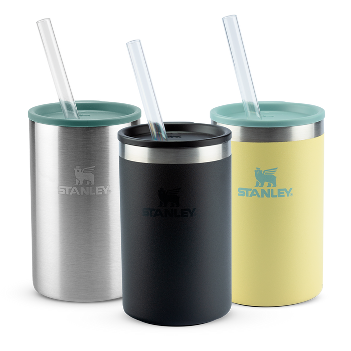 Kit 3 Can Cooler com canudo Stainless Steel Shale, Black 2.0 e Pomelo | 296ML