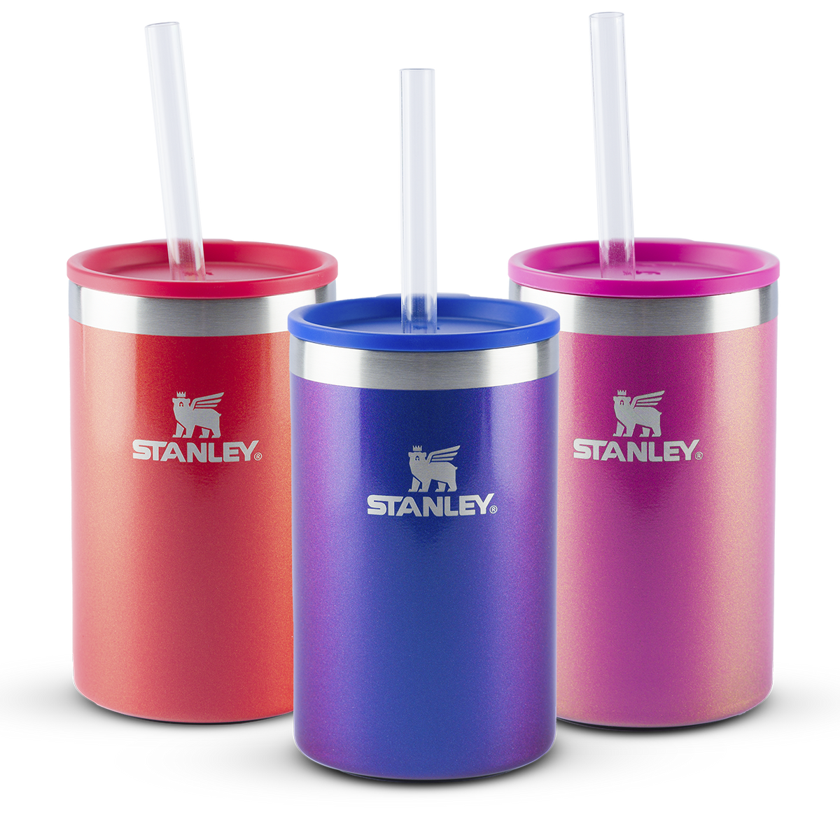 Kit 3 Can Cooler com canudo Apple Shimmer, Sapphire Shimmer e Dazzle Pink Shimmer | 296ML