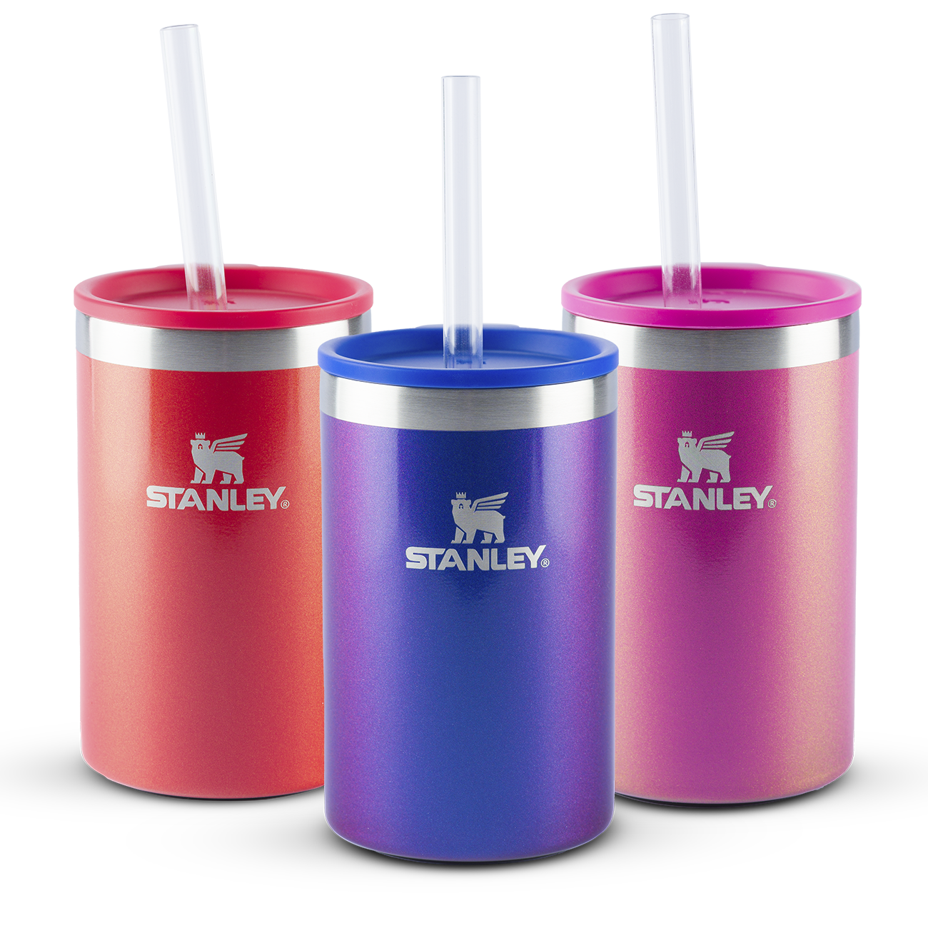 Kit 3 Can Cooler com canudo Apple Shimmer, Sapphire Shimmer e Dazzle Pink Shimmer | 296ML