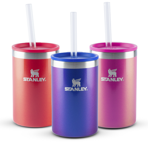 Kit 3 Can Cooler com canudo Apple Shimmer, Sapphire Shimmer e Dazzle Pink Shimmer | 296ML