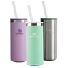 Modelo 1 - Kit 3 Can Cooler Slim com canudo Lilac, Pistachio e Stainless Steel Shale | 296ML