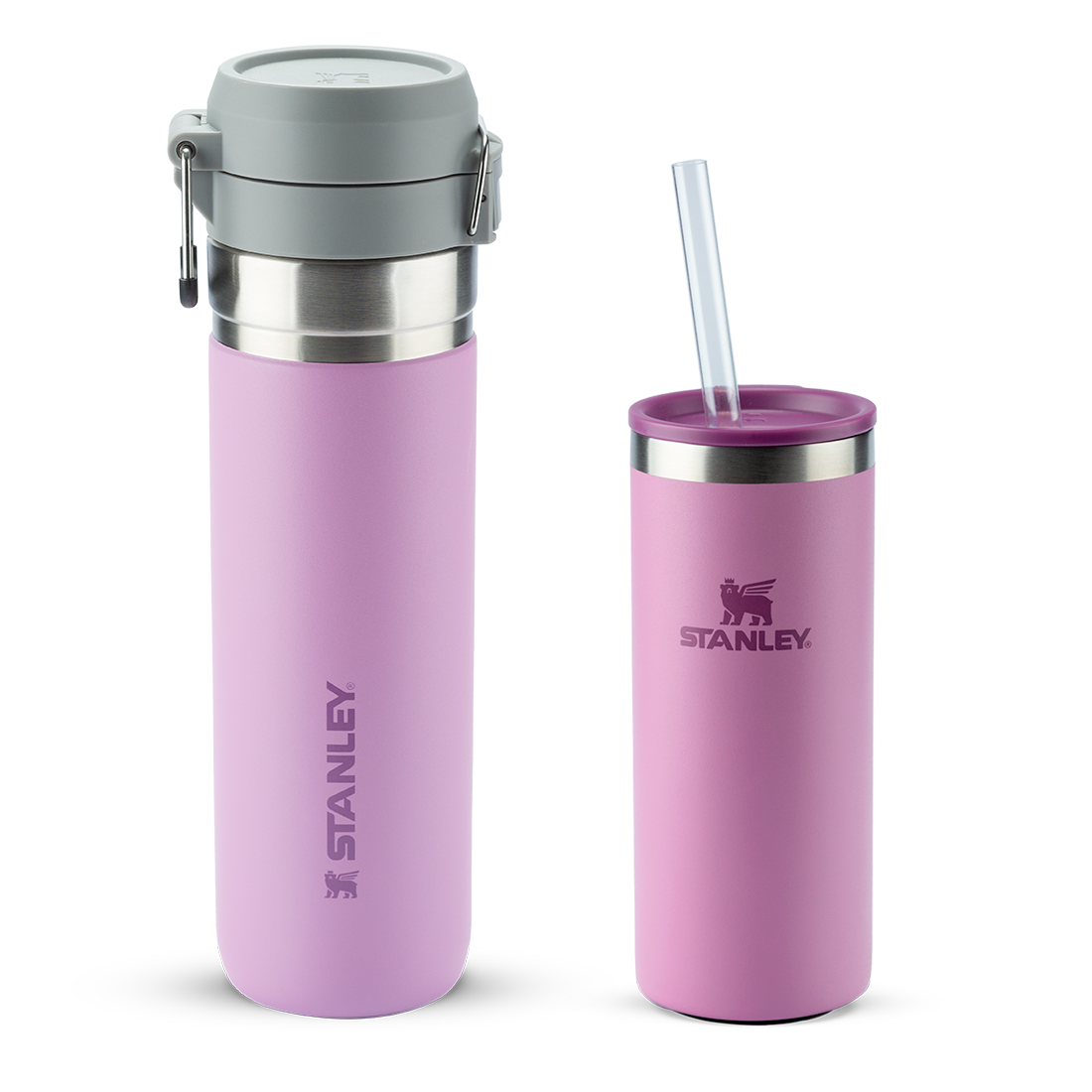 Garrafa Térmica Quick Flip Lilac | 710ml e Can Cooler Slim com canudo Lilac | 296ML