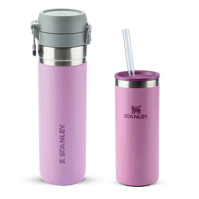 Garrafa Térmica Quick Flip Lilac | 710ml e Can Cooler Slim com canudo Lilac | 296ML