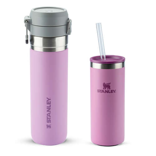 Garrafa Térmica Quick Flip Lilac | 710ml e Can Cooler Slim com canudo Lilac | 296ML