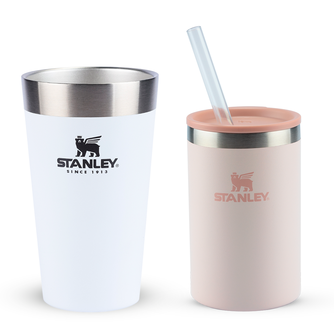 Copo Térmico de Cerveja Stanley Polar | 473ML e Can Cooler com canudo Rose Quartz | 296ML