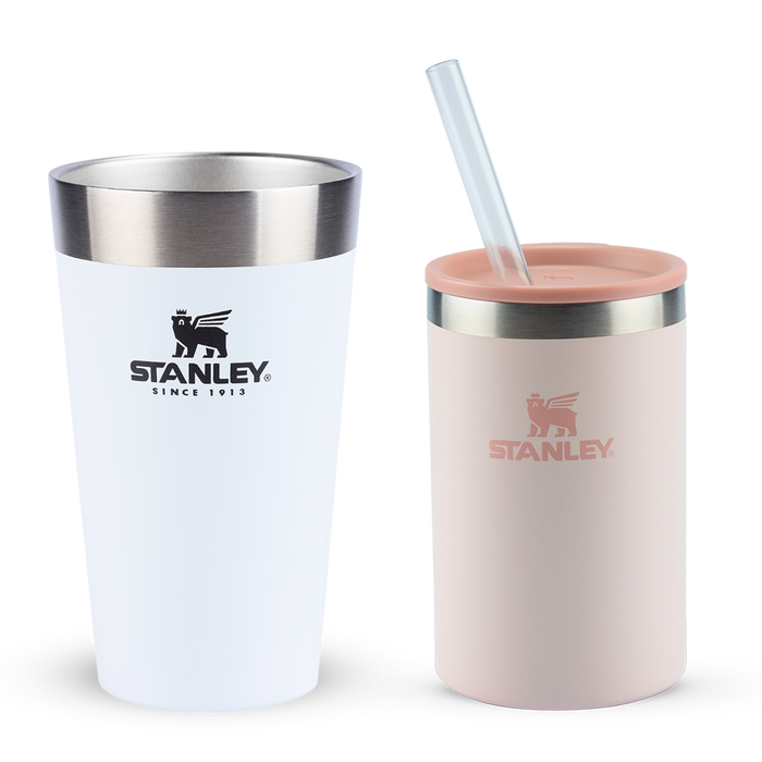 Copo Térmico de Cerveja Stanley Polar | 473ML e Can Cooler com canudo Rose Quartz | 296ML