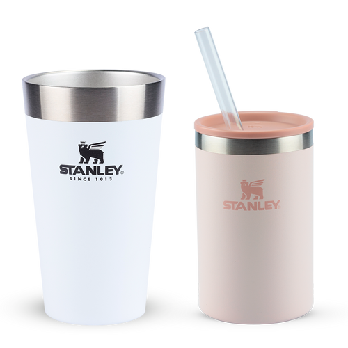 Copo Térmico de Cerveja Stanley Polar | 473ML e Can Cooler com canudo Rose Quartz | 296ML