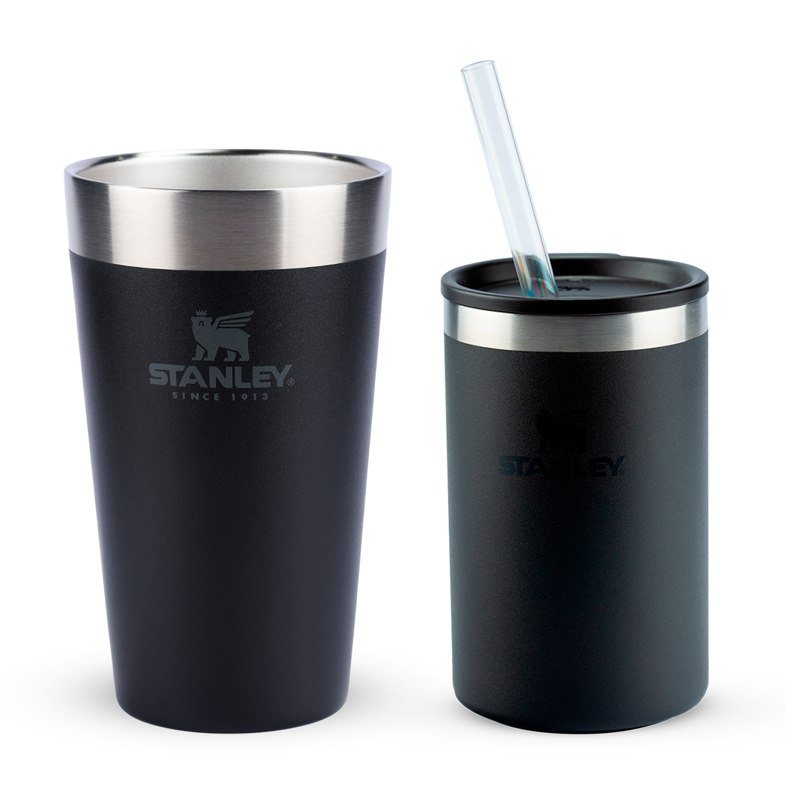 Copo Térmico de Cerveja Stanley Matte Black | 473ML e Can Cooler com canudo Black 2.0 | 296ML