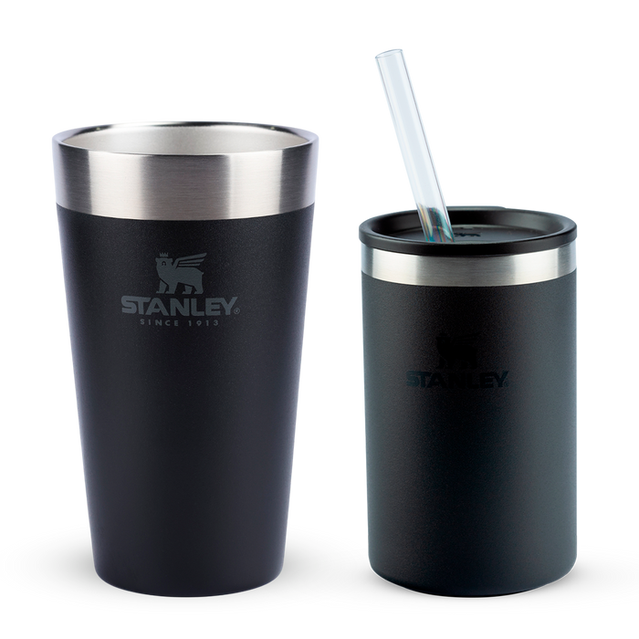 Copo Térmico de Cerveja Stanley Matte Black | 473ML e Can Cooler com canudo Black 2.0 | 296ML