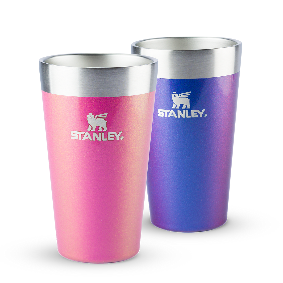 Kit 2 Copos Térmicos de Cerveja Dazzle Pink Shimmer e Sapphire Shimmer | 473ml