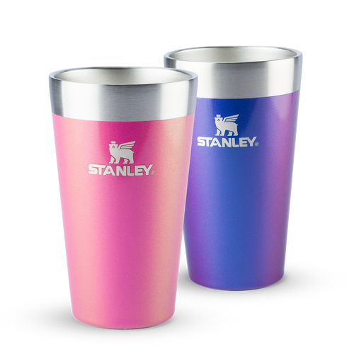 Kit 2 Copos Térmicos de Cerveja Dazzle Pink Shimmer e Sapphire Shimmer | 473ml