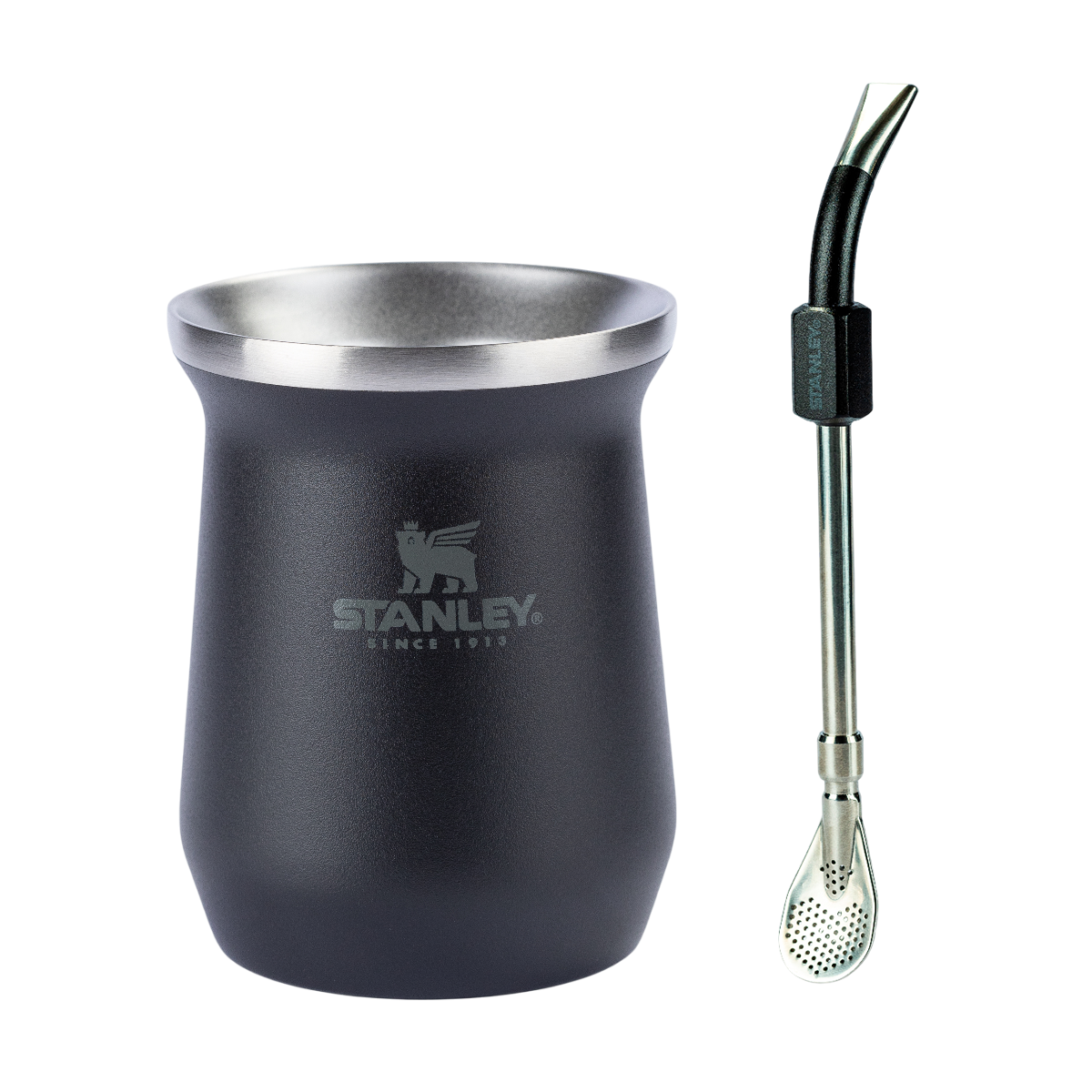 Kit Cuia Térmica Matte Black | 236ml e Bomba para mate Stanley (Colher) - Matte Black