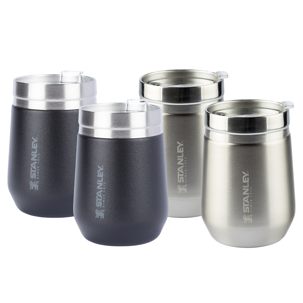 2 Copos Everyday Stanley Matte Black | 296ML e 2 Copos Everyday Stanley Stainless Steel | 296ML