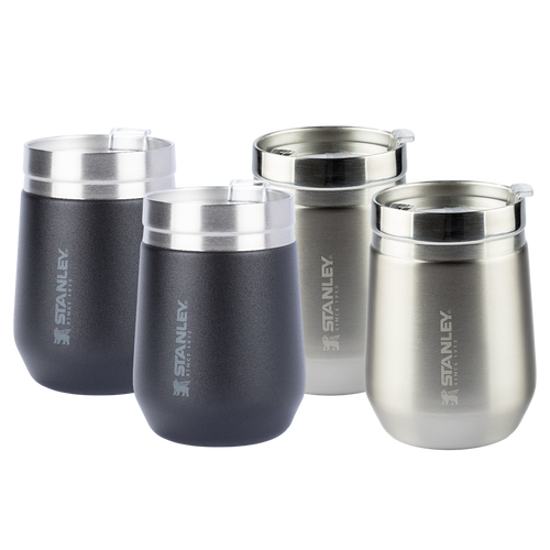 2 Copos Everyday Stanley Matte Black | 296ML e 2 Copos Everyday Stanley Stainless Steel | 296ML