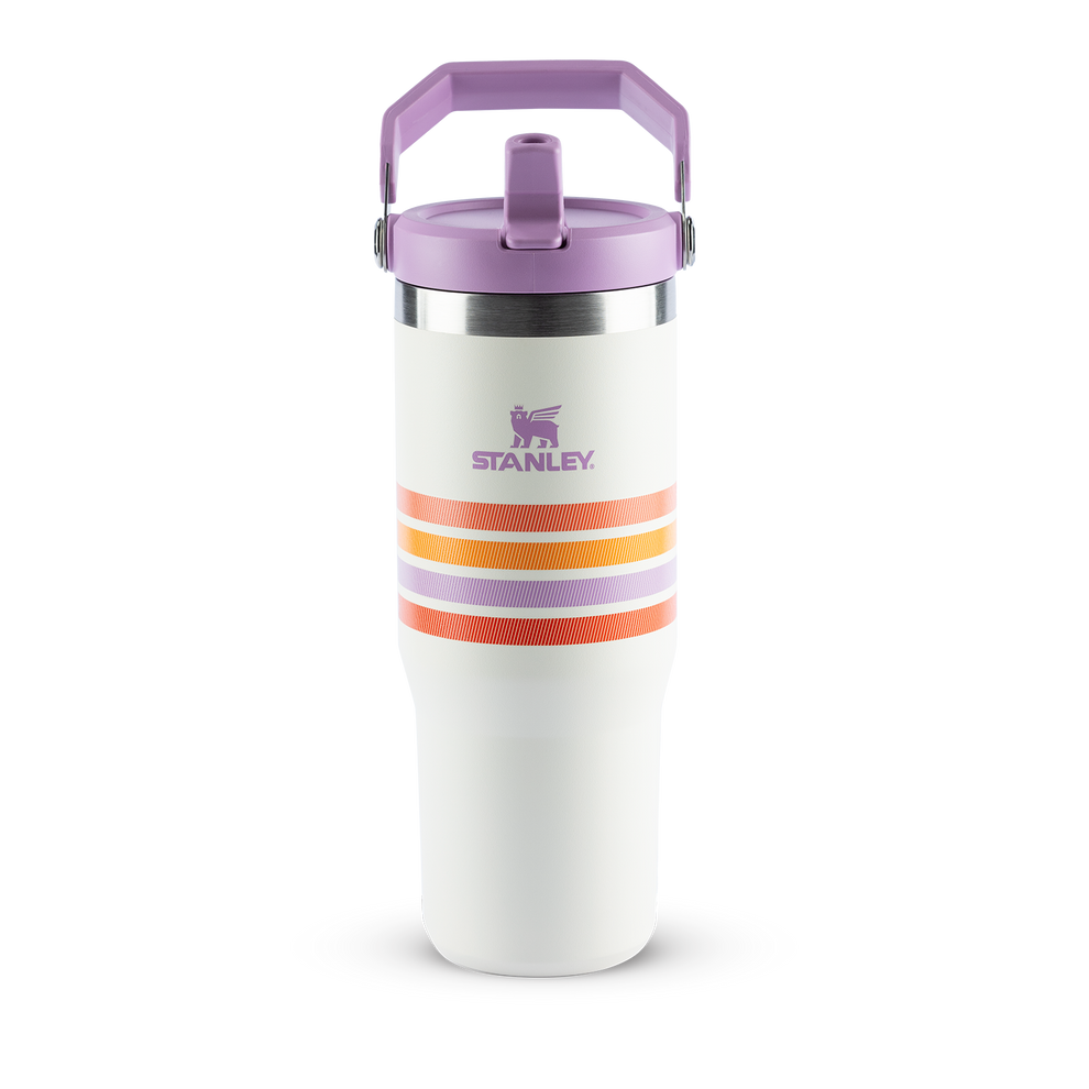Stanley 1913 Tumbler Térmico Flip Straw Varsity Cream Lilac Stripes 887ml
