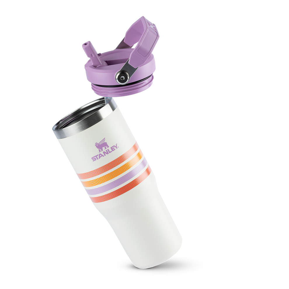 Stanley 1913 Tumbler Térmico Flip Straw Varsity Cream Lilac Stripes 887ml
