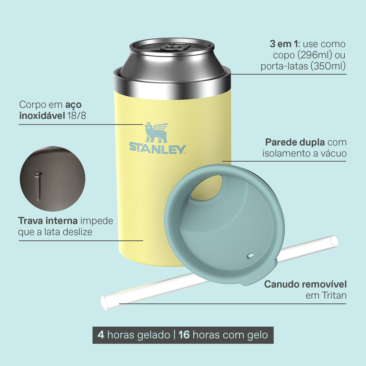 Copo Térmico 3 em 1 com tampa e canudo Stainless Steel Shale Stanley 1913 | 296ML