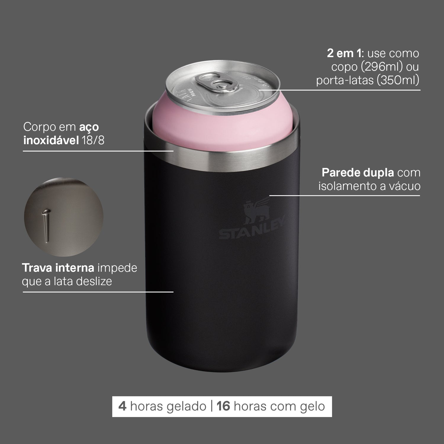 Stanley 1913 Can Cooler Stanley Black 296ML  | View 4