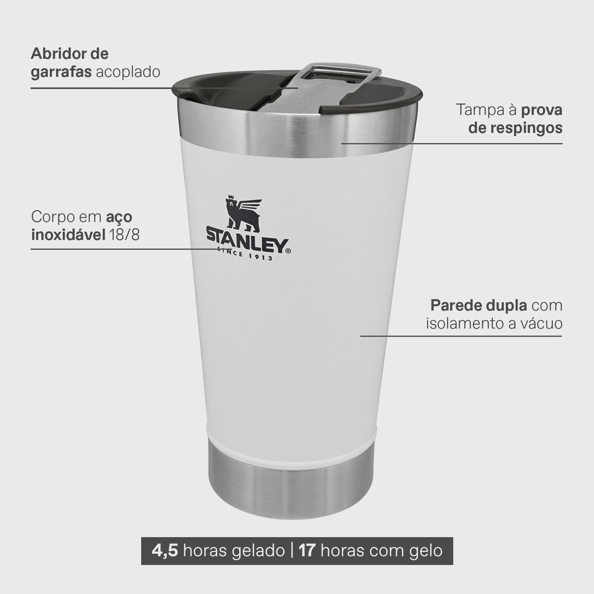 Copo Térmico de Cerveja (com tampa) Stanley Matte Black | 473ML