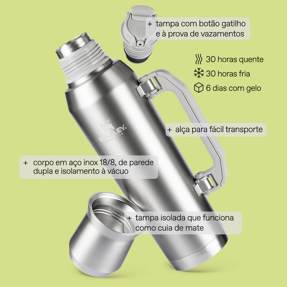 Stanley 1913 Garrafa Térmica Mate Stainless Steel Ash 1.6L