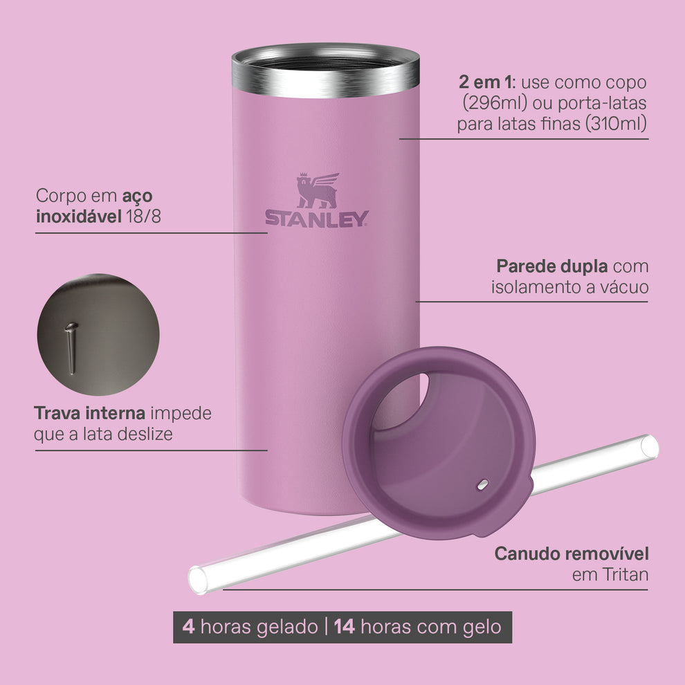 Stanley 1913 Can Cooler Slim com canudo Stainless Steel Shale 296ML