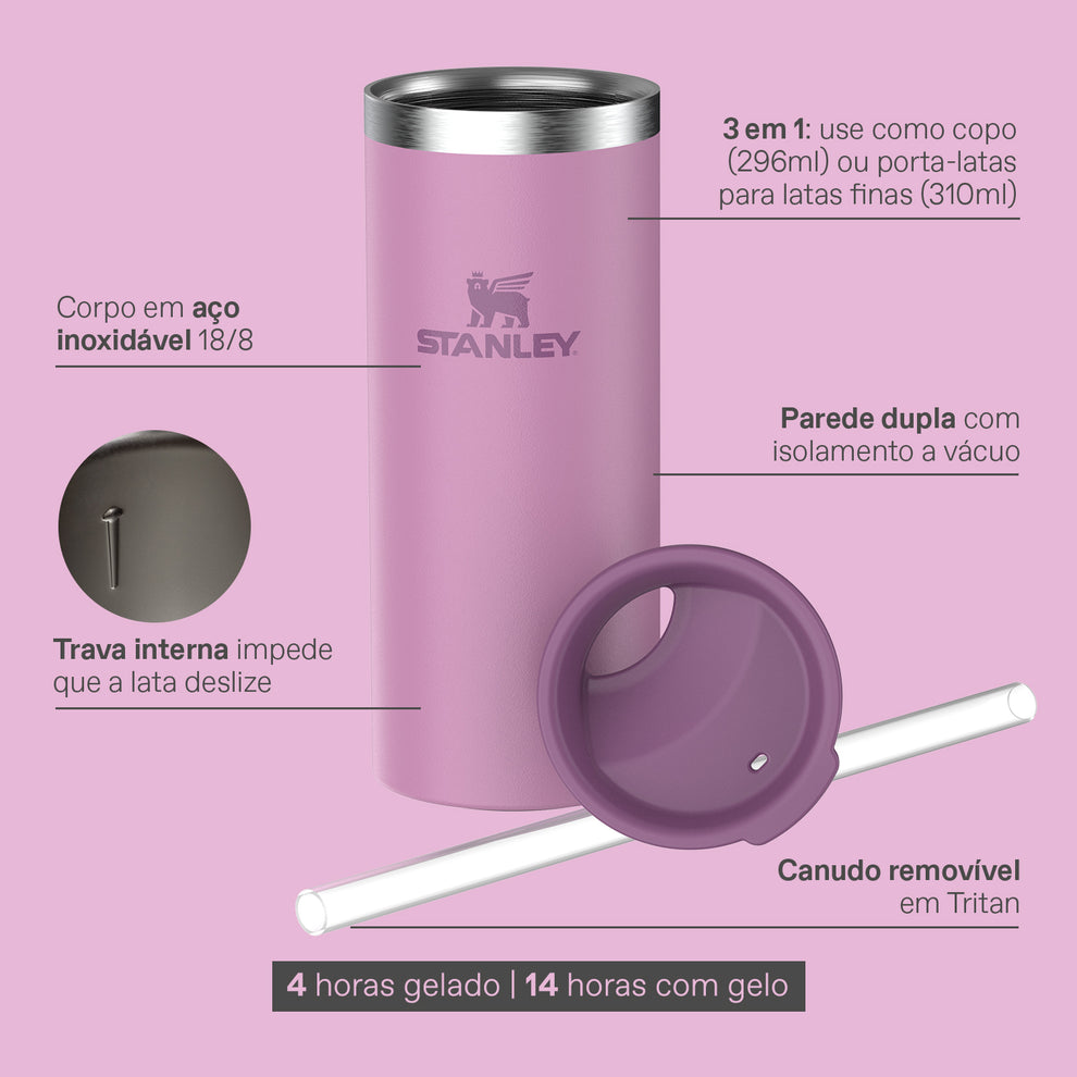 Stanley 1913 Copo Térmico Slim 3 em 1 com tampa e canudo Lilac Stanley 1913 296ML