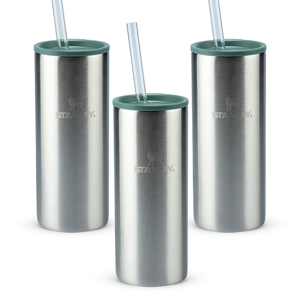Kit 3 Can Cooler Slim com canudo Stainless Steel Shale | 296ML