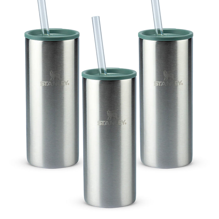 Kit 3 Can Cooler Slim com canudo Stainless Steel Shale | 296ML
