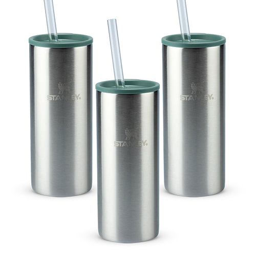 Kit 3 Can Cooler Slim com canudo Stainless Steel Shale | 296ML