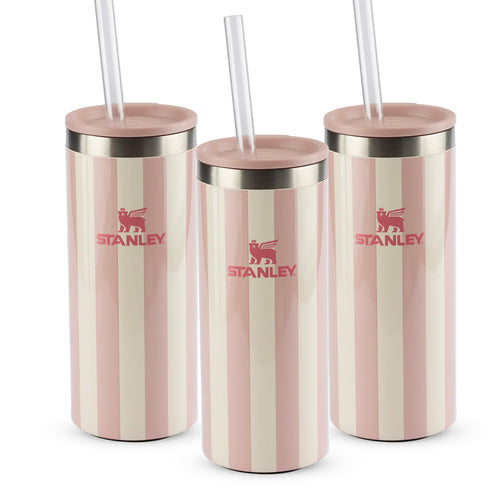 Kit 3 Can Cooler Slim com canudo Peach Whip Cabana Gloss | 296ML