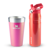 Modelo 3 - Copo Térmico de Cerveja Stanley Dazzle Pink Shimmer | 473ml e Garrafa Térmica Aerolight Flip Straw Stanley Candy Apple Shimmer | 710ML