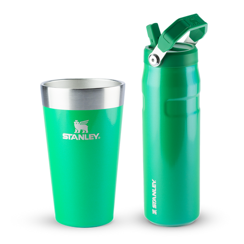 Copo Térmico de Cerveja Stanley Clover Shimmer | 473ml e Garrafa Térmica Aerolight Flip Straw Stanley Clover Shimmer | 710ML